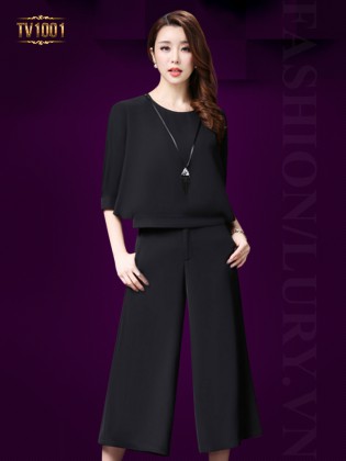 Set bộ màu trơn áo tay lửng+quần culottes thời trang TV1001
