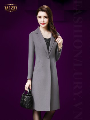 Áo khoác dạ cổ vest 1 khuy túi lệch cao cấp TA1231 (Màu ghi)