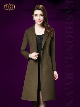Áo khoác dạ cổ vest 1 khuy túi lệch cao cấp TA1231 (Xanh rêu)