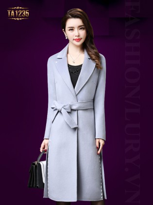 Áo khoác dạ dài đính sao cao cấp TA1235 (Màu ghi)