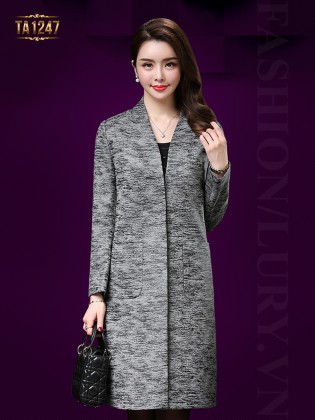 Áo khoác dạ dài không cổ 2 túi vuông thời trang TA1247