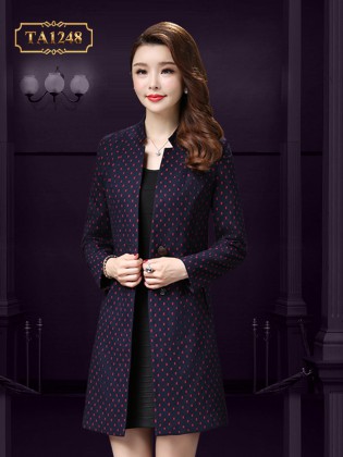 Áo khoác dạ HQ họa tiết chấm nhỏ thời trang TA1248 (Màu tím)