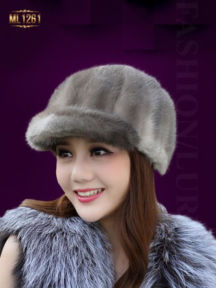 Mũ lông nhung vành nhỏ nhập khẩu Hàn Quốc ML1261 (Nâu xám)