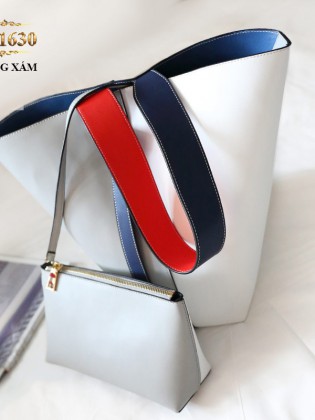 Túi bucket cao cấp quai xách bản to thời trang TU1630 (Trắng xám)