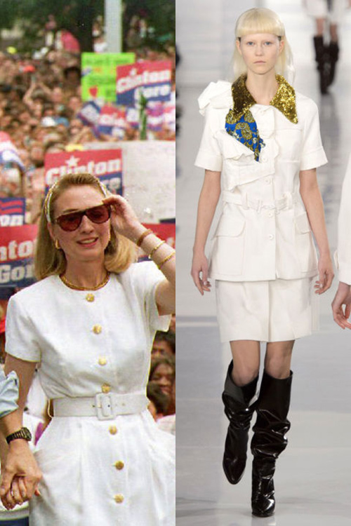đơn giản là chiếc áo trắng khi bà mặc tới một cuộc vận động cùng Tổng thống Bill Clinton 