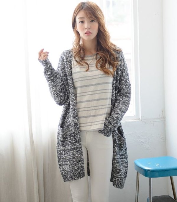 Muôn kiểu mix áo khoác len dài nữ Hàn Quốc sành điệu