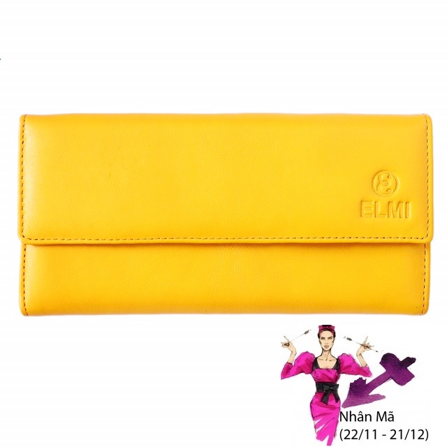 Bóp ví cầm tay nữ màu vàng sôi động và vui tươi
