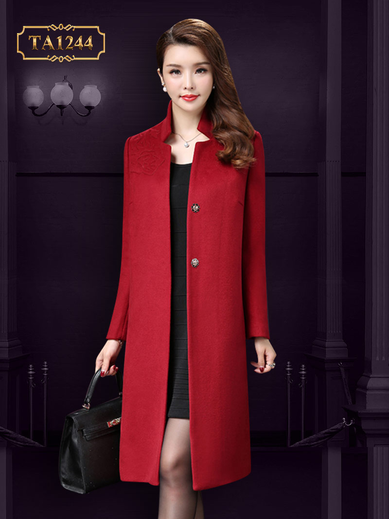 áo khoác dạ nữ màu đỏ tươi đẹp 