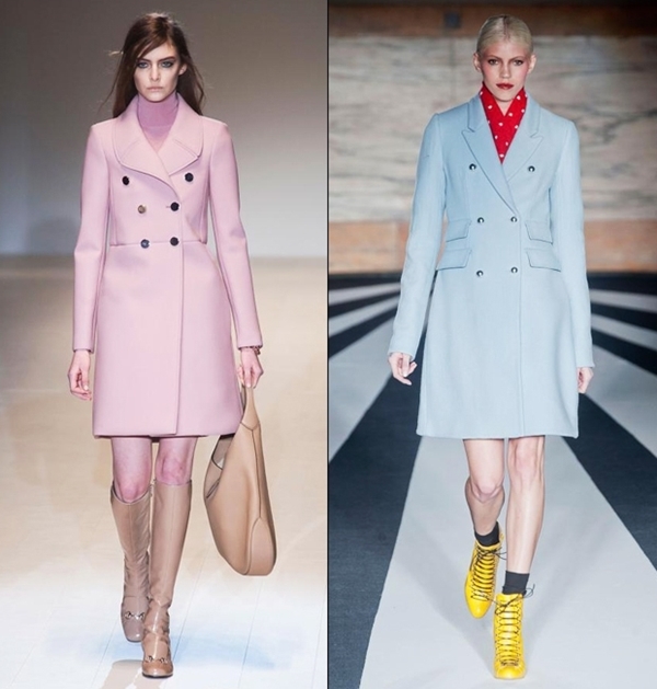Thiết kế của cả Gucci và Matthew Williamson đều ưu ái những chiếc áo khoác dạ gam màu pastel.