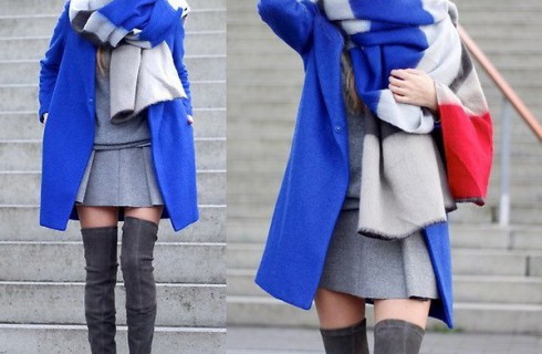 Rực rỡ xanh cobalt cho áo khoác dạ đẹp mùa đông thêm sành điệu