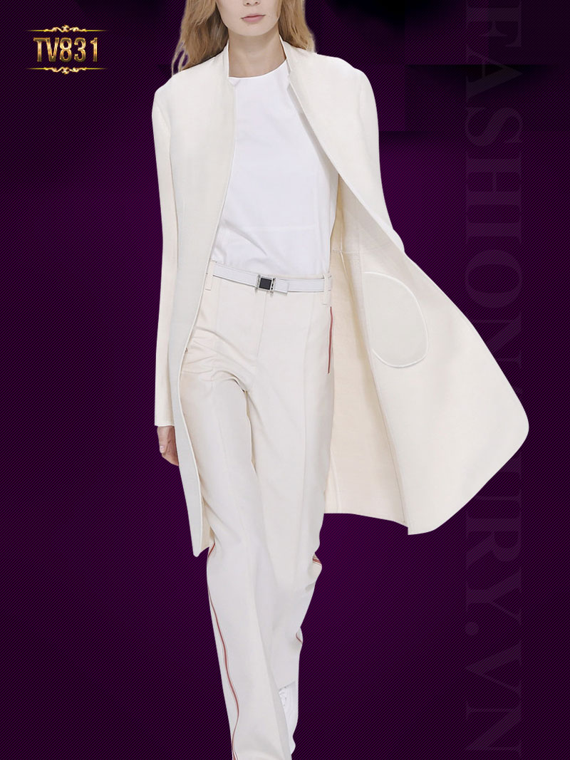 Áo dạ vest dáng dài màu trắng cao cấp TV831