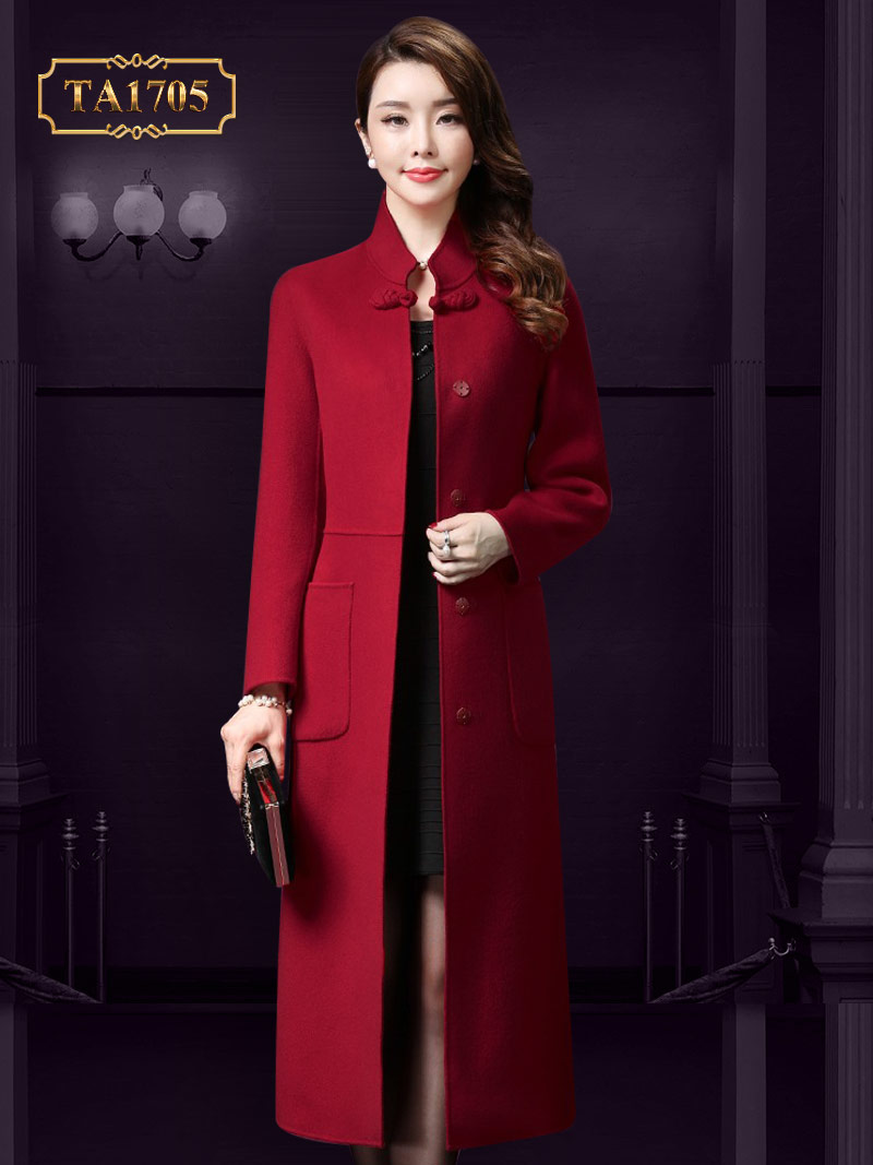 Thời trang áo khoác dạ nữ dài gam màu đỏ nổi bật giúp quý cô trở nên thật tự tin hơn trước mặt người đối diện TA1705