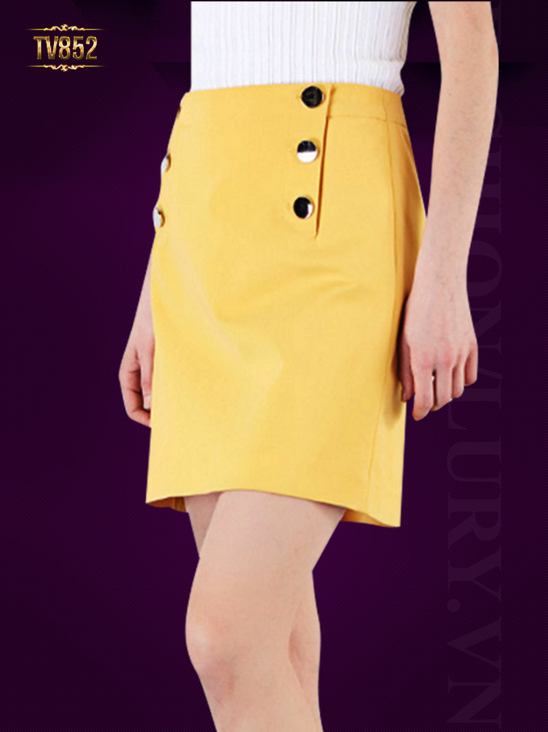 Chân váy Hàn Quốc cao cấp 6 khuy thời trang TV852 (Màu vàng)