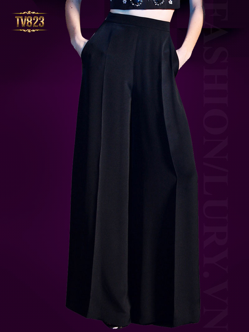 Quần culottes Hàn Quốc cao cấp dáng dài màu đen thời trang TV823